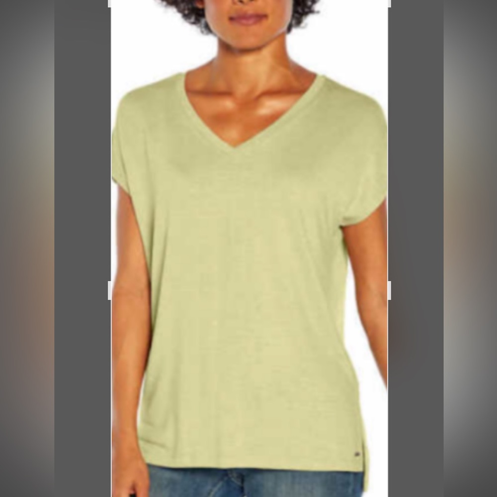 NWT Orvis Women's Short Sleeve V-Neck Tunic Knit Top Light Green